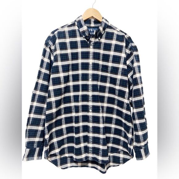 Ralph Lauren Blue Label Other - Ralph Lauren Men's Big Shirt 100% Cotton Plaid Button Down Blue Green Shirt L